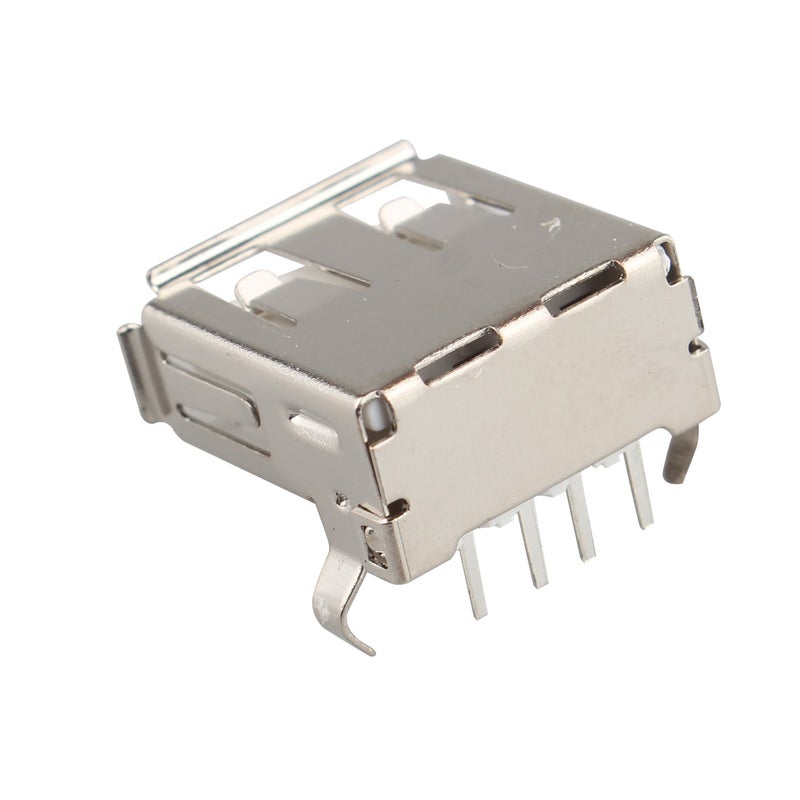 Futheda 10PCS USB Type A Standard Port Female Soldering Jack Connector USB Socket Jack Connector Right Angle Solder PCB Mount 4-Pin 90 Degree Silver Tone - Image 3